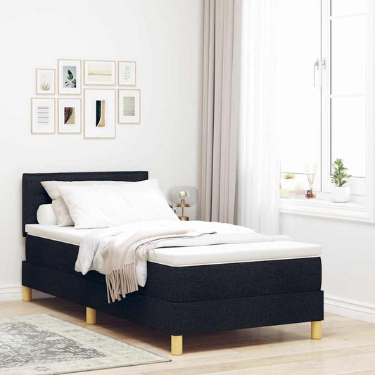 Letto a Sorgente LED con strisce LED Nero 90 x 190 cm Tessuto | homemem39