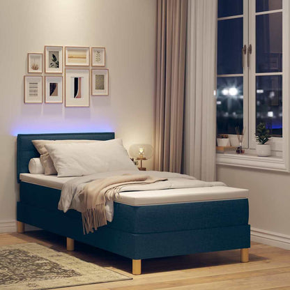 Letto a Sorgente LED con strisce LED Blu 90 x 200 cm Tessuto