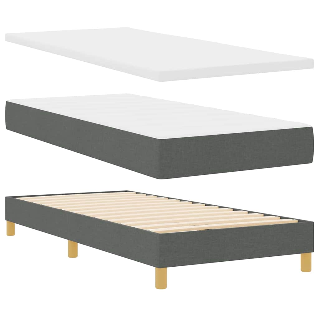 Letto a Sorgente LED Grigio scuro 100 x 200 cm Tessuto