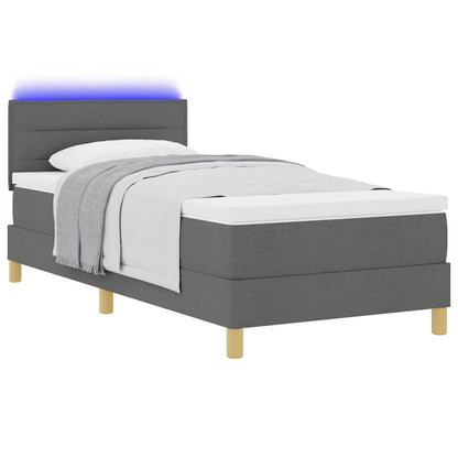 Letto a Sorgente LED Grigio scuro 100 x 200 cm Tessuto
