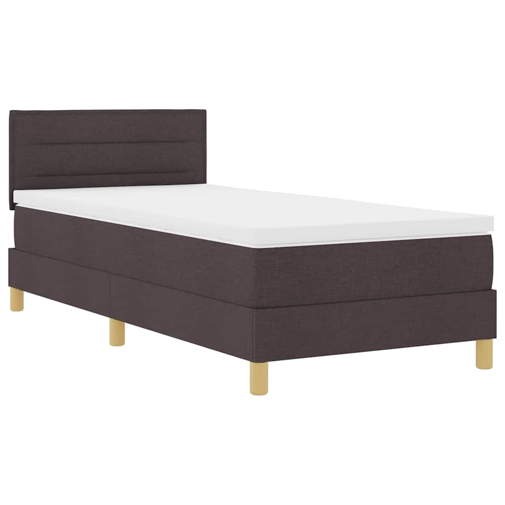 Letto a Sorgente LED Marrone Scuro 100 x 200 cm Tessuto