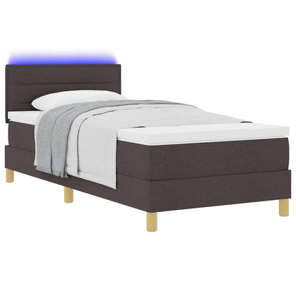 Letto a Sorgente LED Marrone Scuro 100 x 200 cm Tessuto