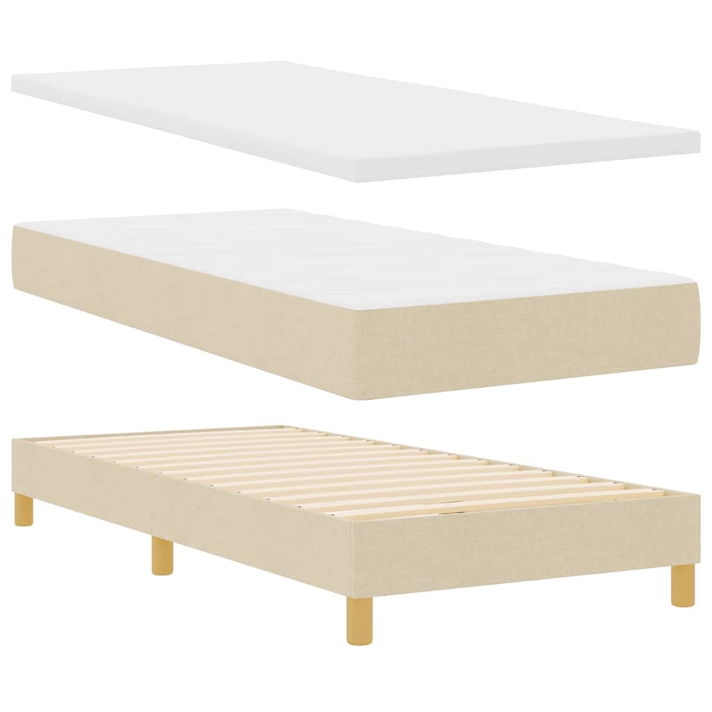 Letto a Sorgente LED con materasso Crema 100 x 200 cm Tessuto