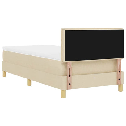 Letto a Sorgente LED con materasso Crema 100 x 200 cm Tessuto