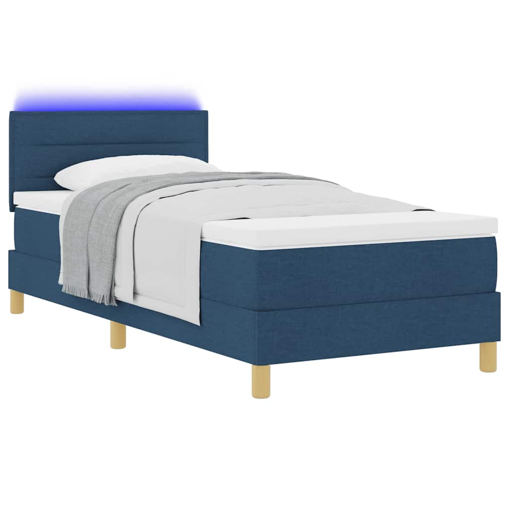 Letto a Sorgente LED con materasso Blu 100 x 200 cm Tessuto