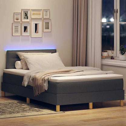 Letto a Sorgente LED con led Grigio scuro 120 x 190 cm Tessuto