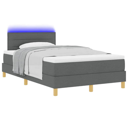 Letto a Sorgente LED con led Grigio scuro 120 x 190 cm Tessuto