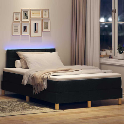 Letto a Sorgente LED con materasso Nero 120 x 190 cm Tessuto