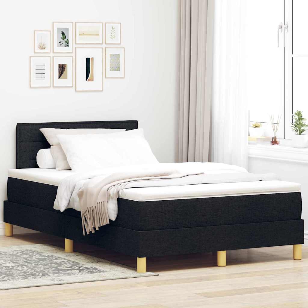 Letto a Sorgente LED con materasso Nero 120 x 190 cm Tessuto