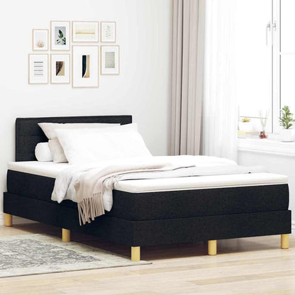 Letto a Sorgente LED con materasso Nero 120 x 190 cm Tessuto