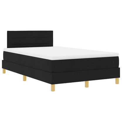 Letto a Sorgente LED con materasso Nero 120 x 190 cm Tessuto