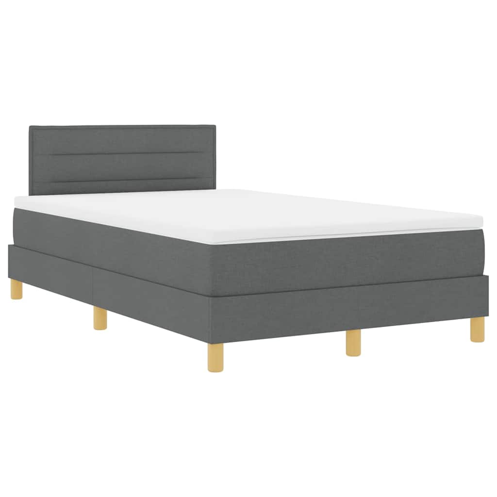 Letto a Sorgente LED con led Grigio scuro 120 x 200 cm Tessuto