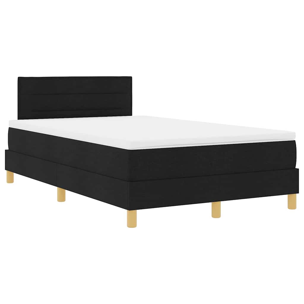 Letto a Sorgente LED con materasso Nero 120 x 200 cm Tessuto