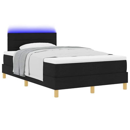 Letto a Sorgente LED con materasso Nero 120 x 200 cm Tessuto