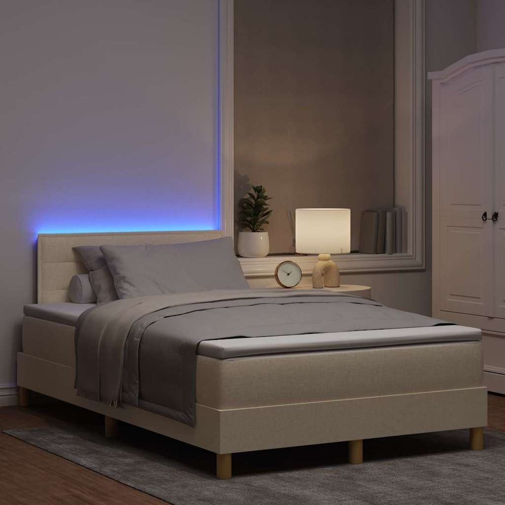 Letto a Sorgente LED con strisce LED Crema 120 x 200 cm Tessuto | homemem39