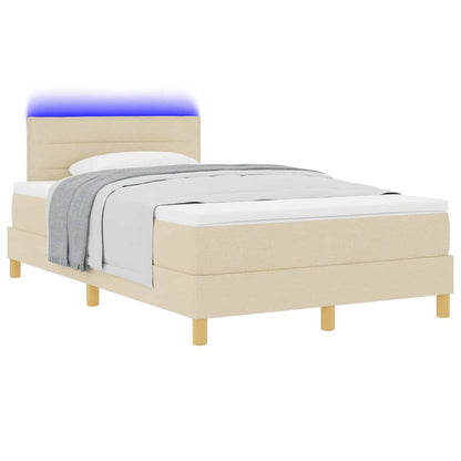 Letto a Sorgente LED con strisce LED Crema 120 x 200 cm Tessuto | homemem39