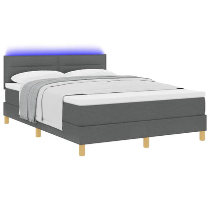 Letto a Sorgente LED con led Grigio scuro 140 x 190 cm Tessuto