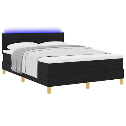 Letto a Sorgente LED con strisce LED Nero 140 x 190 cm Tessuto | homemem39