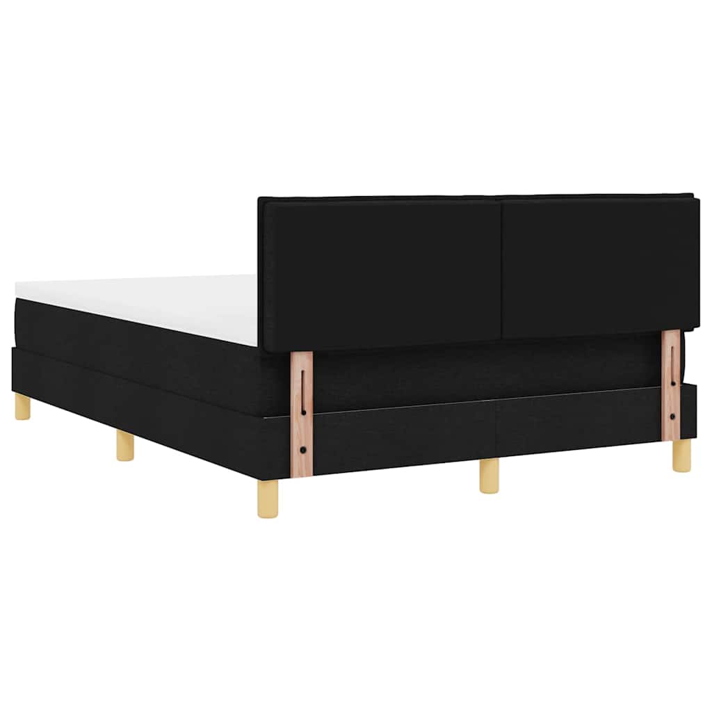 Letto a Sorgente LED con materasso Nero 140 x 200 cm Tessuto