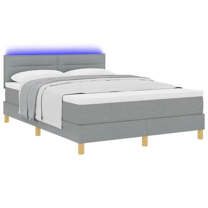 Letto a Sorgente LED con led Grigio chiaro 160 x 200 cm Tessuto