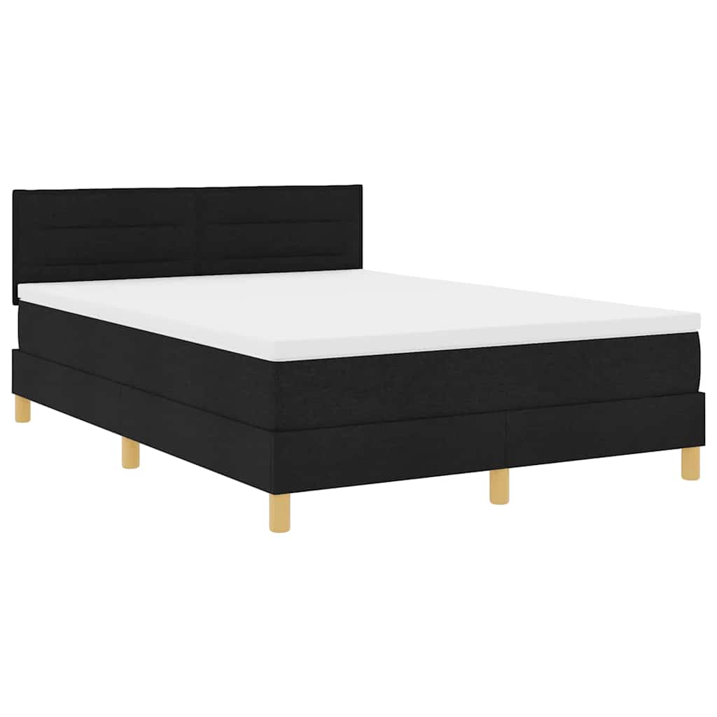 Letto a Sorgente LED con materasso Nero 160 x 200 cm Tessuto