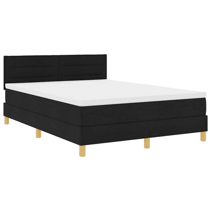 Letto a Sorgente LED con materasso Nero 160 x 200 cm Tessuto
