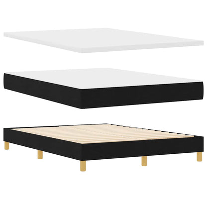 Letto a Sorgente LED con materasso Nero 160 x 200 cm Tessuto