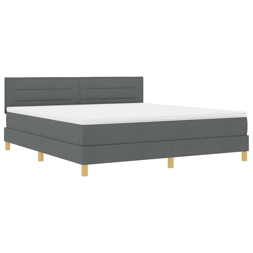 Letto a Sorgente LED Grigio scuro 180 x 200 cm Tessuto