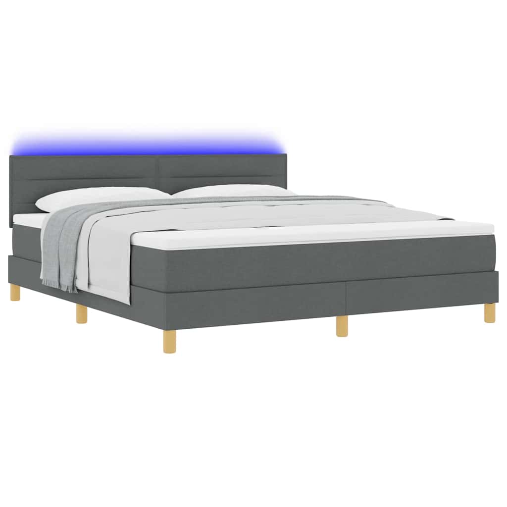 Letto a Sorgente LED Grigio scuro 180 x 200 cm Tessuto