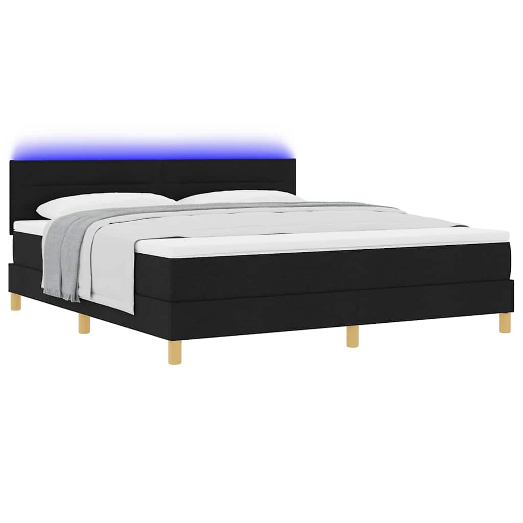 Letto a Sorgente LED con strisce LED Nero 180 x 200 cm Tessuto | homemem39