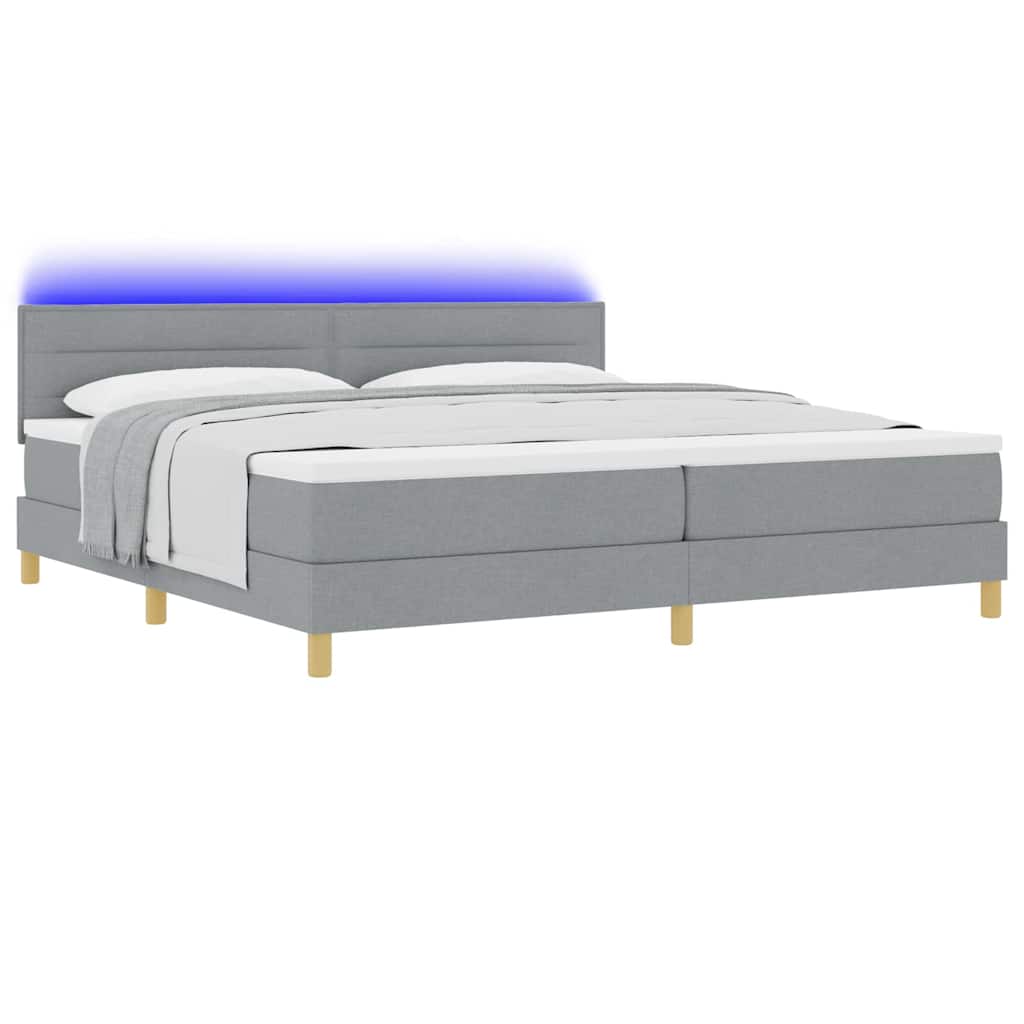 Letto a Sorgente LED Grigio chiaro 200 x 200 cm Tessuto | homemem39