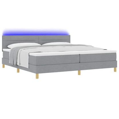 Letto a Sorgente LED Grigio chiaro 200 x 200 cm Tessuto | homemem39