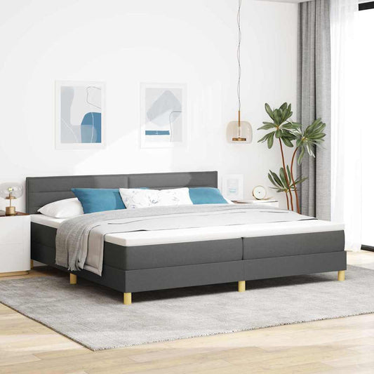 Letto a Sorgente LED Grigio scuro 200 x 200 cm Tessuto | homemem39