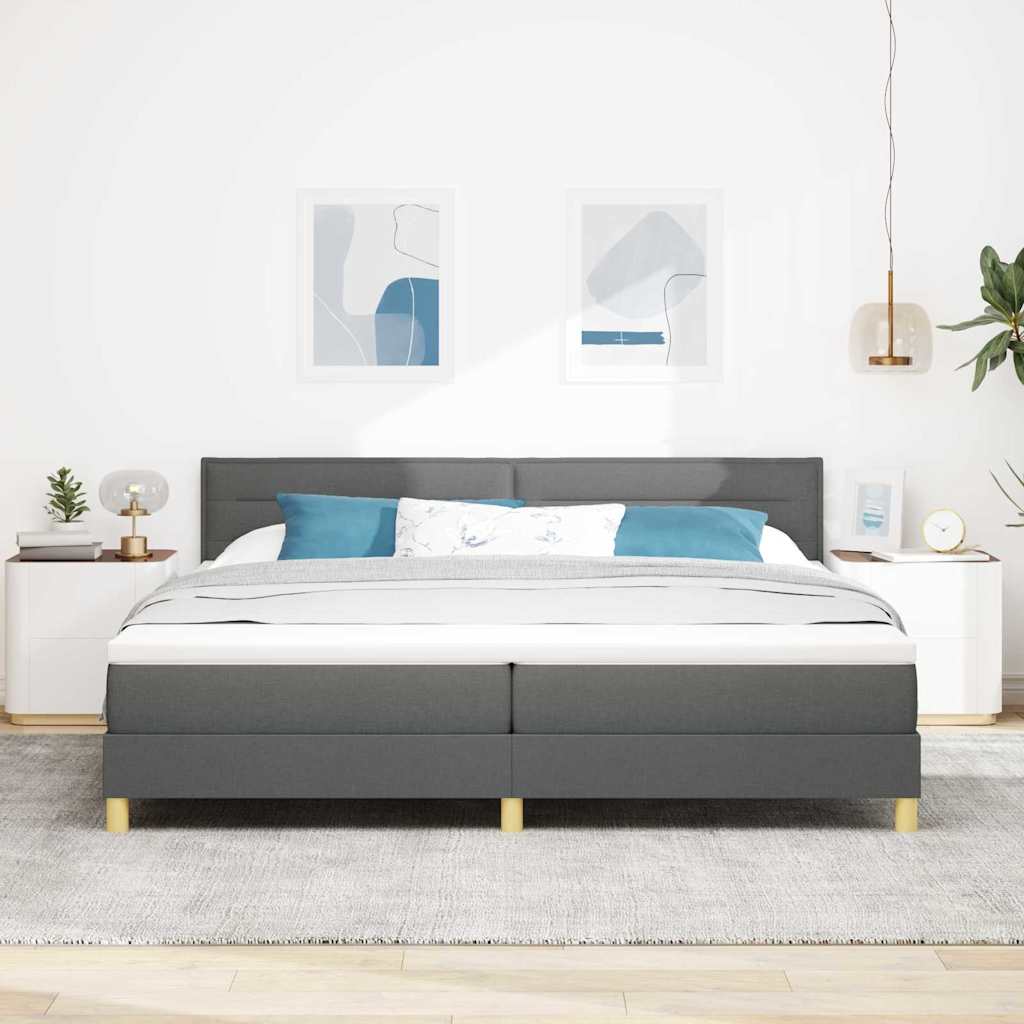 Letto a Sorgente LED Grigio scuro 200 x 200 cm Tessuto | homemem39