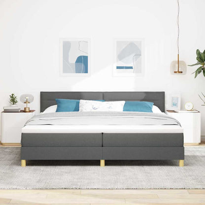 Letto a Sorgente LED Grigio scuro 200 x 200 cm Tessuto | homemem39