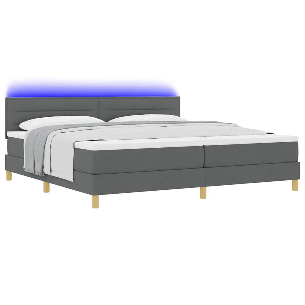 Letto a Sorgente LED Grigio scuro 200 x 200 cm Tessuto | homemem39