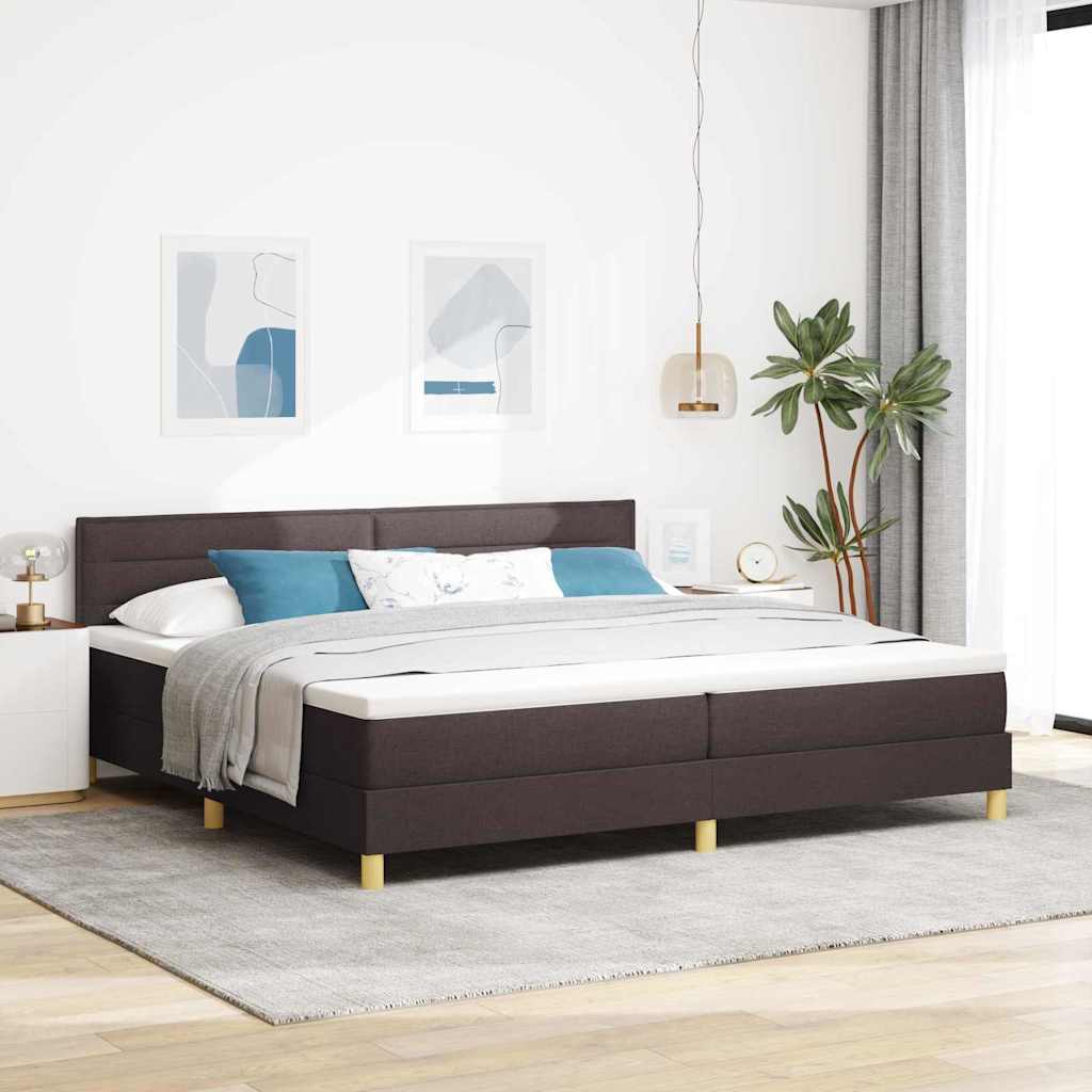 Letto a Sorgente LED Marrone Scuro 200 x 200 cm Tessuto | homemem39