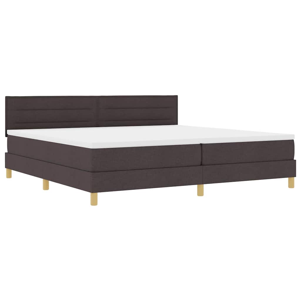 Letto a Sorgente LED Marrone Scuro 200 x 200 cm Tessuto | homemem39