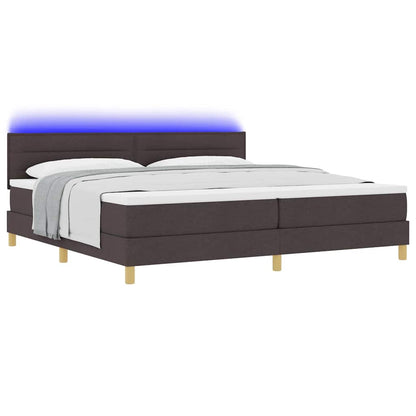 Letto a Sorgente LED Marrone Scuro 200 x 200 cm Tessuto | homemem39
