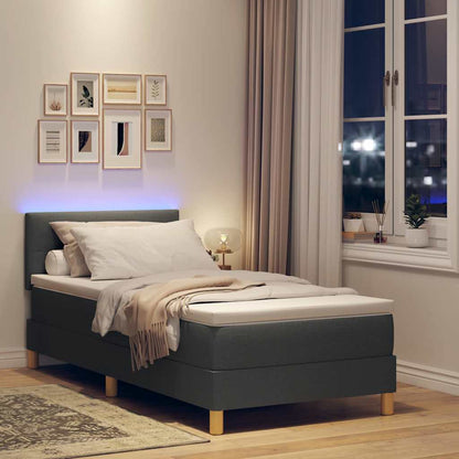 Letto a Sorgente LED Grigio scuro 80 x 200 cm Tessuto | homemem39