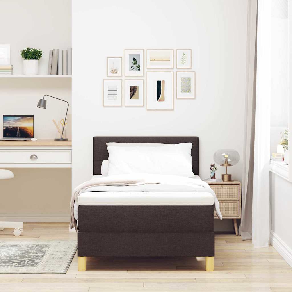 Letto a Sorgente LED Marrone Scuro 80 x 200 cm Tessuto | homemem39