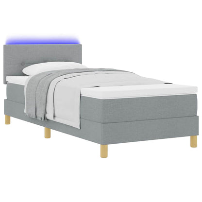 Letto a Sorgente LED con led Grigio chiaro 90 x 190 cm Tessuto