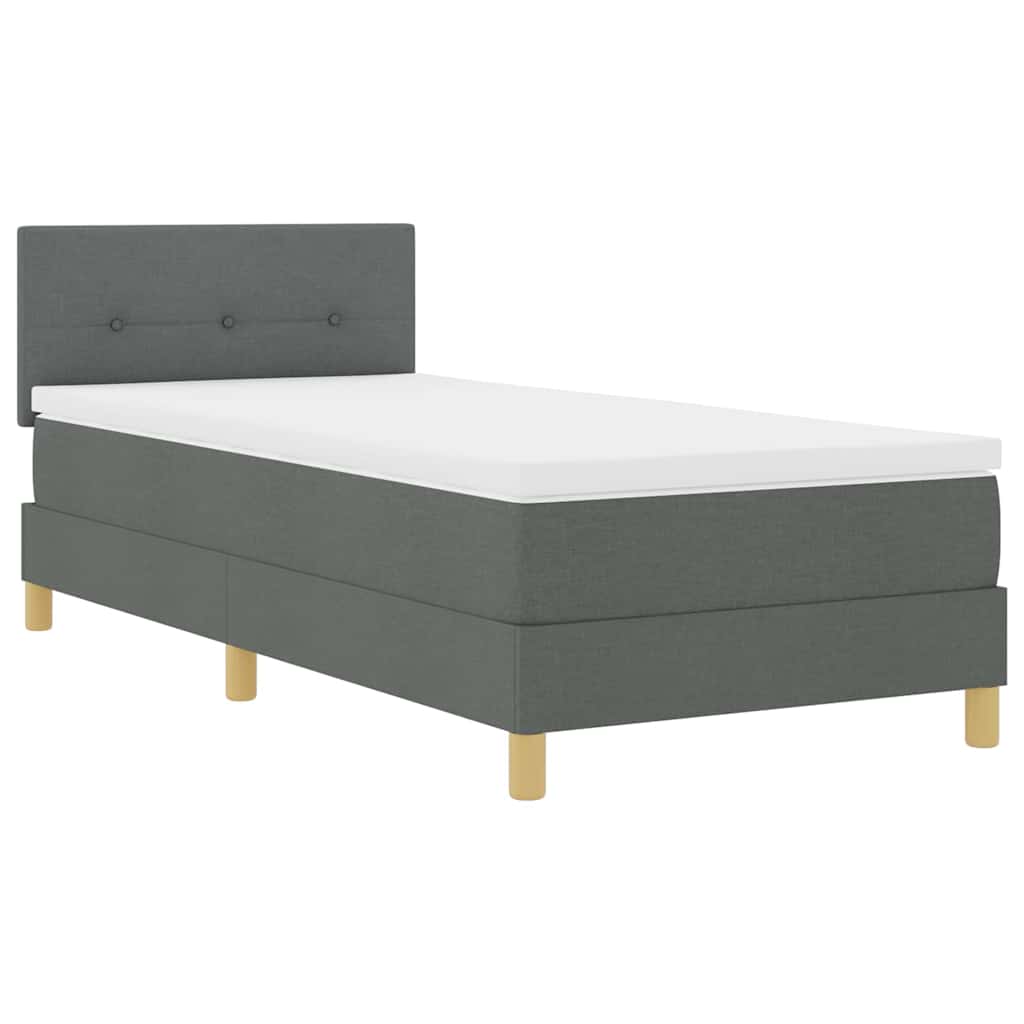 Letto a Sorgente LED Grigio scuro 90 x 190 cm Tessuto