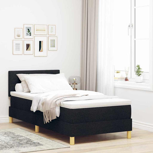 Letto a Sorgente LED con strisce LED Nero 90 x 190 cm Tessuto | homemem39