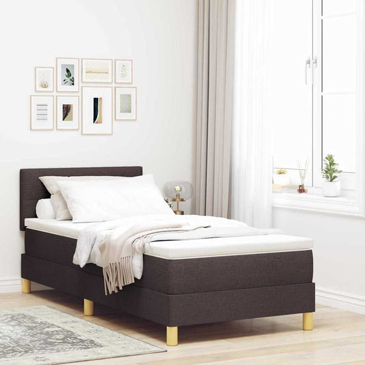 Letto a Sorgente LED Marrone Scuro 90 x 190 cm Tessuto | homemem39