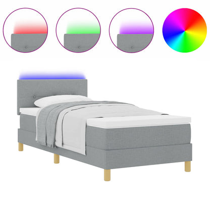Letto a Sorgente LED Grigio chiaro 90 x 200 cm Tessuto