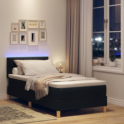 Letto a Sorgente LED con strisce LED Nero 90 x 200 cm Tessuto | homemem39