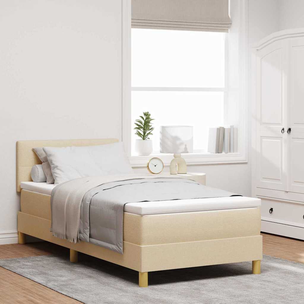 Letto a Sorgente LED con strisce LED Crema 90 x 200 cm Tessuto | homemem39