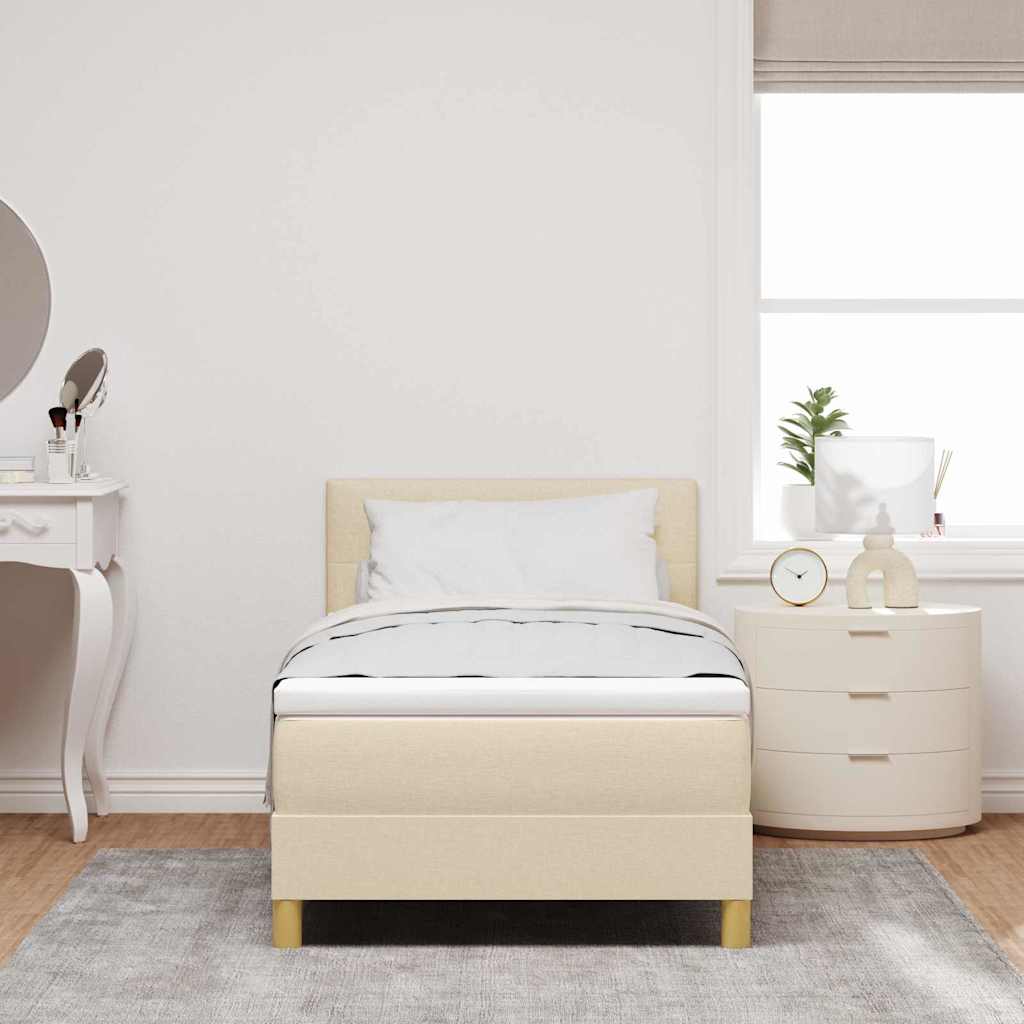 Letto a Sorgente LED con strisce LED Crema 90 x 200 cm Tessuto | homemem39