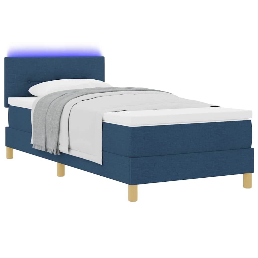 Letto a Sorgente LED con strisce LED Blu 90 x 200 cm Tessuto
